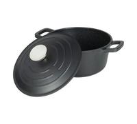 Commichef Round Cast Aluminium Casserole Dish - Black - 20Cm - 2.8L