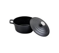 Commichef Round Cast Aluminium Casserole Dish - Black - 24Cm - 5L