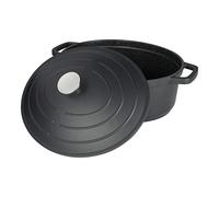 Commichef XO-632BK 32cm Cast Aluminium Oval Casserole Dish, Suitable for Oven and All Types of Hob, Perfect for Stews and Casseroles, Black