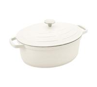 Commichef XO-632CR 32cm Cast Aluminium Oval Casserole Dish, Suitable for Oven and All Types of Hob, Perfect for Stews and Casseroles, Cream