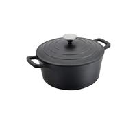 Commichef XR-724BK 24cm Cast Aluminium Round Casserole Dish, Suitable for Oven and All Types of Hob, Perfect for Stews and Casseroles, Black