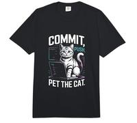 Commit Push Pet The Cat Coding Cat Humor Comfort Colors Adult Heavyweight T-Shirt