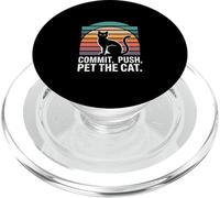 Commit Push Pet The Cat Coding Cat Humor PopSockets PopGrip for MagSafe