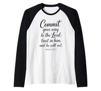 Commit Your Way to The Lord Psalm 37:5 Scripture Bible Faith Raglan Baseball Tee