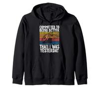 Committed To Being Better Than I Was Yesterday Retro Weights Zip Hoodie