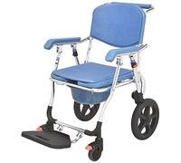Commode Chairs, Wheeled Walker with Seat, Shower Chair with Arms and Back, Bedside Commode Transport Wheelchair, Detachable Pot and Brakes, Bathroom Bath Stool for Elderly