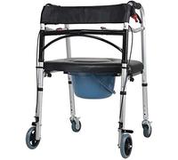 Commode Chairs with Wheels,Foldable Walker, Shower Transport Chair Commode Chair for Toilet Shower Chair with Wheels Rolling Shower Chair with Padded Toilet Seat for Handicap and S