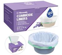 Commode Liners for Bedside Commode, 120 Count Universal Fit, Disposable Toilet Bags for Bedside Commode, Portable Toilet, Bed Pan, Medical Grade & Lavender Scented