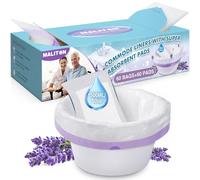 Commode Liners with Absorbent Pads for Bedside Commode, Sturdy 60 Bags and 60 Pads Up to 1500ml, Lavender Scent Leakproof Refill Bags, Fit Most Bedside Commodes and Potties-Home Care & Travel