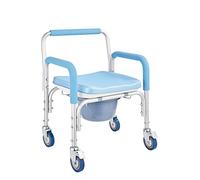 Commode Shower Wheelchair,Commode Toilet Chair with Wheels,Shower Stool for Elderly, Adults, DisabledMobile Wheeled(Blue)