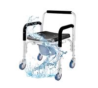 Commode Shower Wheelchair,Commode Toilet Chair with Wheels,Shower Stool for Elderly, Adults, DisabledMobile Wheeled(Black)