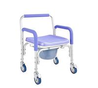 Commode Shower Wheelchair,Commode Toilet Chair with Wheels,Shower Stool for Elderly, Adults, DisabledMobile Wheeled(Purple)