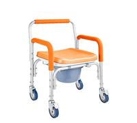 Commode Shower Wheelchair,Commode Toilet Chair with Wheels,Shower Stool for Elderly, Adults, DisabledMobile Wheeled(Orange)
