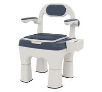Commode Toilet Bedside Commodes for Elderly with 90 Degree Anti Slip Armrest and Tissue Box,Load-Bearing Capacity 100kg, for Adults and Pregnant Women (Blue)
