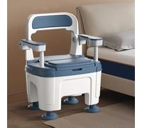 Commode Toilet Chair - Adjustable Commode Toilet, Bedside Commode Chair Up to 660 Lbs, 18.5 Inch Extra Wide Seat, Drop Arm Bedside Commodes for Seniors Disabilities Elderly, Home Use (Blue Upgrade)