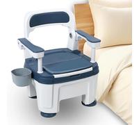 Commode Toilet Chair - Adjustable Handle, Mobile Portable Toilet for Adults, Supports Up to 882 lbs, Ideal for Seniors and Individuals with Disabilities