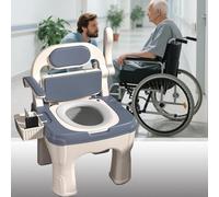Commode Toilet Chair Bedside Commode With Adjustable Handles Height Mobile Portable Toilet Adult Potty Chair Load 882lb For Seniors Disabilities Elderly,