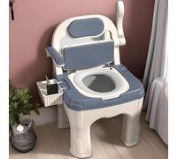 Commode Toilet Chair,Bedside Commodes Drop Arm Commode with Padded Seat and Backrest Adjustable Bedside CommodeChair Up to 660 Lbs for Adults and Seniors Safer Toilet Alternative(Blue)