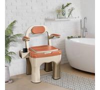 Commode Toilet Chair,Bedside Commodes with Built-in Toilet Height Adjustable Shower Chair for Home Use Disabilities Elderly(Orange)