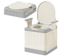 Commode Toilet Chair, Commode Bucket with Portable Potty and Arms, Bedside Commodes, Folding Toilet for Seniors Disabilities Elderly Pregnant Women, Portable Potty Chair (Gray)