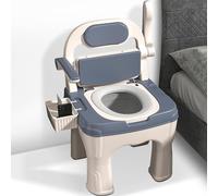 Commode Toilet Chair for Elderly, 18.5 Inch Super Wide Bedside Commodes, Drop Arm Bedside Commodes Chair with Padded Seat Backrest Up to 660 Lbs, Commode Chairs for Seniors Disabilities Elderly, Blue