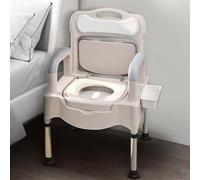 Commode Toilet Chair for Elderly- 18.5 Inch Super Wide Commode Toilet Bedside Commodes 880 lbs, Drop Arm Bedside Commodes Chair with Padded Seat Backrest for Seniors Disabilities, Home Use, Beige