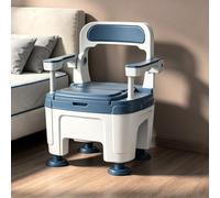 Commode Toilet Chair for Elderly, Bariatric Commode Chair 880 lbs Heavy Duty, Bedside Commodes Toilet, Extra Wide Drop Arm Bedside Toilet Chair Height Adjustable, 3-in-1 Shower Commode, Blue Upgrade