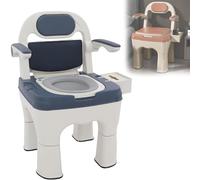 Commode Toilet Chair for Elderly, Super Wide Bedside Commodes, with Handles, Load Capacity up to 550 pounds, for Seniors Disabilities Elderly Blue