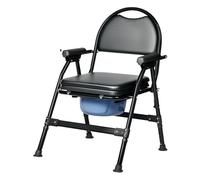 Commode Toilet Chair, Height Adjustable Bedside Commode Chairs, Foldable Toilet Chair for Elderly & Disabled, Shower Chair with Padded Back and Overseat, Non-Slip Leg and Arm Support