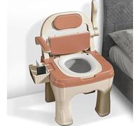 Commode Toilet Chair Mobile Portable Adult Toilets Bedside Commode Seat with Handles Sturdy Support-Slip Resistant Bedside Toilet Chair Potty for Seniors Disabilities Elderly,C
