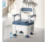 Commode Toilet Chair,upgrade bedside commodes with built-in toilet with padded seat and arms 4.7in adjustable height easy to assemble up to 760 Lbs for home use - portable elderly potty chair (B)