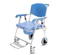 Commode Wheelchair - Folding Commode Chair - Shower Chair with Wheels - Wheelchair 4 in 1 Padded Toilet Seat - with Removable Pot and Folding Pedal - for Elder Disabled People