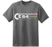 Commodore 64 C64 Retro Computer Men T Shirt Amiga Atari Distressed Print Vintage Charcoal XL