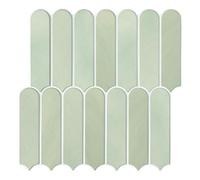 Commomy 10 Pcs 3D Light Olive Green Peel and Stick on Splash Back,11'8 x 11'8 Matt UrltraLight PVC Long Fish Scale Self Adhesive Wall Tiles for Kitchen, Bathroom, Living Room, Bedroom, RV
