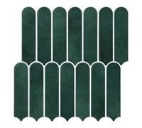 Commomy 10 Pcs Forest Green Peel and Stick on Tiles - 11'8 x 11'8 Matte UrltraLight PVC Self Adhesive Wall Tiles for Kitchen and Bathroom Long Fish Scale Wall Tile Stickers for Interior Decor