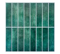 Commomy 10 Pcs Green 3D Peel and Stick on Wall Tiles,11'8 x 11'8 Matte UrltraLight PVC Vertical Self Adhesive Stick on Tiles for Kitchen Backsplash, Bathroom, Living Room, Bedroom, RV