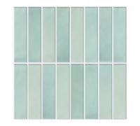 Commomy 10 Pcs Light Teal Green 3D Peel and Stick on Wall Tiles, 11'8 x 11'8 Matte UrltraLight PVC Vertical Self Adhesive Wall Tiles for Kitchen Backsplash, Bathroom, Living Room, Bedroom, RV