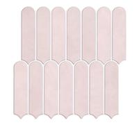 Commomy 10 Pcs Pink 3D Stick on Tiles,11'8 x 11'8 Matte UrltraLight PVC Long Fish Scale Self Adhesive Tile Stickers for Kitchen Backsplash, Bathroom, Living Room, Bedroom, RV