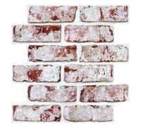 Commomy 3D Brick Wall Tiles - 10 pcs 11.8"x 11.8" Brick Wall Panels PVC Stick on Tiles Self Adhesive Brick Wallpaper for Kitchen,Bathroom,Bedroom, Living Room,Fireplace