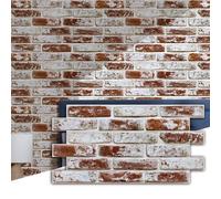 Commomy Faux Brick 3D Wall Panels - 12 pcs of 22.8" x 11.8" - Thin & UrltraLight PVC Peel Stick Tile Red Brick Textured Printable for Kitchen,Bedroom, Living Room,TV Background（Covers 22.48 sq.ft）