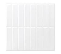 Commomy White Peel and Stick on Wall Tiles - 10 Pcs of 12'' x 12'' Vertical 3D Stick on Tiles for Kitchen and Bathroom Interior Self Adhesive Tile Stickers (Glossy Surface, Covers 10 sq.ft)