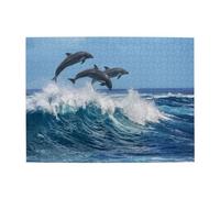 Common Bottlenose Dolphin,500 Pieces Puzzles for Adults-Wooden Jigsaw Puzzle for Adults Elderly