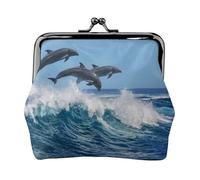 Common Bottlenose Dolphin, PU Leather Coin Purse, Small Wallets, Change Pouch with Kiss Lock Clasp Buckle, Change Purse