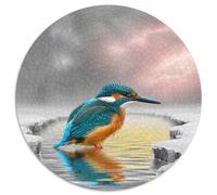 Common Kingfisher 1000 Piece Jigsaw Bird Circular Jigsaw for Adults And Kids Modern Unique Challenge Games Scene Creative 1000pcs (67.5x67.5cm)