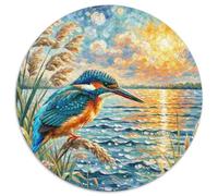 Common Kingfisher 1000 Piece Jigsaw Bird Circular Jigsaw for Adults And Kids Modern Unique Challenge Games Scene Creative 1000pcs (67.5x67.5cm)