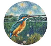Common Kingfisher 1000 Piece Jigsaws Bird Round Jigsaw for Adults And Kids Colorful Unique Challenge Games Scene Creative 1000pcs (67.5x67.5cm)