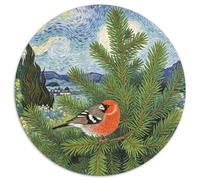 Common Linnet 1000 Piece Jigsaws Bird Round Jigsaw for Adults And Kids Cool Unique Challenge Games Scene Creative 1000pcs (67.5x67.5cm)