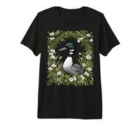 Common Loon Surrounded By Lady's Slipper Flowers 2 Premium T-Shirt