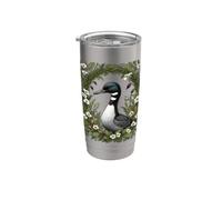 Common Loon Surrounded By Lady's Slipper Flowers 2 Stainless Steel Insulated Tumbler