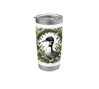 Common Loon Surrounded By Lady's Slipper Flowers 2 Stainless Steel Insulated Tumbler